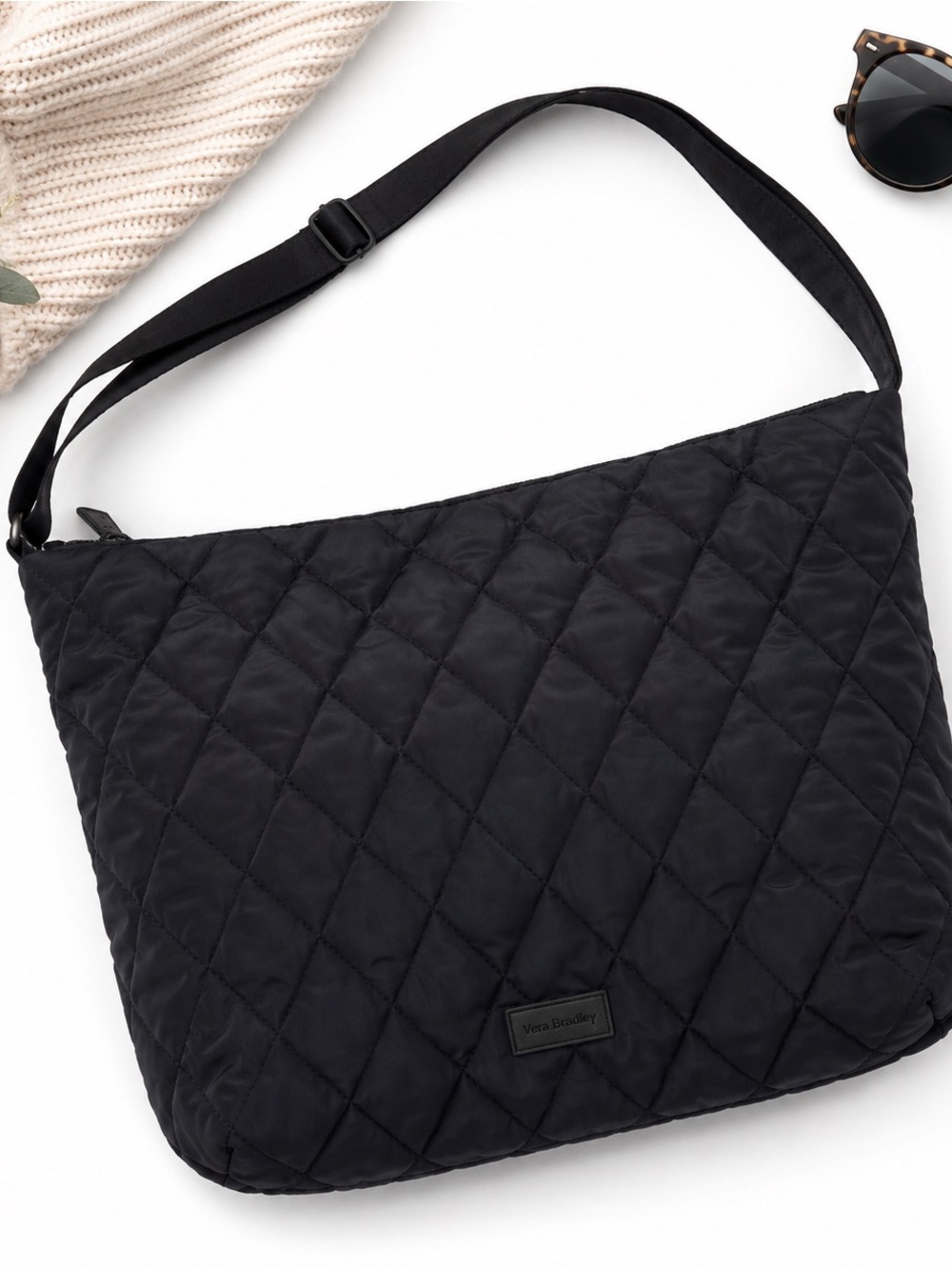 Vera Bradley Performance‎ Twill Black Quilted Shoulder Bag / Crossbody